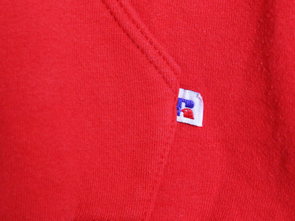 90s USA製 ラッセル 無地 スウェット フード パーカー メンズ レディース XL オールド プルオーバー トレーナー ブランク 大きいサイズ 赤