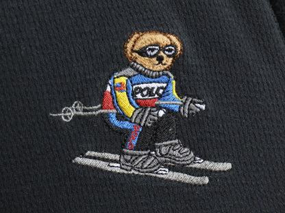 ポロベア ポロ ラルフローレン 長袖 サーマル Tシャツ メンズ L 古着 ロンT ロングスリーブ ワッフル コットン カットソー キャラクター 黒