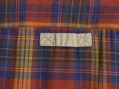 90s USA製 ウィリス&ガイガー チェック 長袖 フランネル シャツ メンズ L 古着 オールド ネルシャツ コットン エルボーパッチ ハンティング