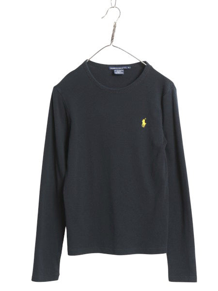 ラルフローレン 長袖 Tシャツ レディース L / ポロ スポーツ ロンT コットン ストレッチ リブ編み カットソー ロングスリーブ トップス 黒