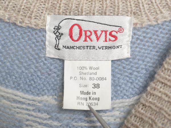 90s オービス デザイン ニット セーター レディース S 程 古着 オールド シェットランド ウール 絵柄 総柄 アニマル ノルディック 丸ヨーク
