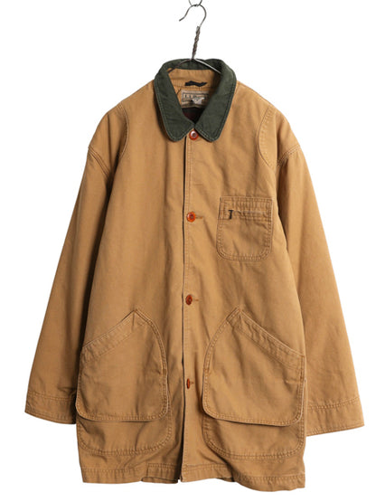 エルエルビーン ダック ハンティング ジャケット メンズ L 古着 アウトドア カバーオール フィールド コート チェック ウール ライナー付き