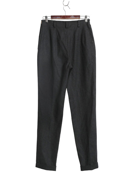 90s USA製 ラルフローレン コットン スラックス パンツ レディース S オールド ポロ スリム テーパード タック入り 無地 きれいめ 細身 灰