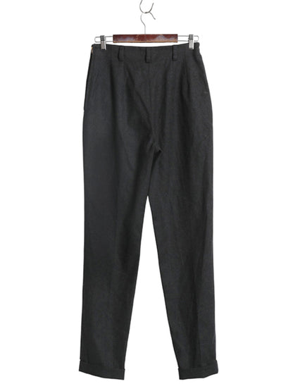 90s USA製 ラルフローレン コットン スラックス パンツ レディース S オールド ポロ スリム テーパード タック入り 無地 きれいめ 細身 灰