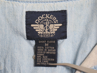 90s ドッカーズ リーバイス 総柄 鹿の子 半袖 ポロシャツ メンズ M オールド 半袖シャツ コットン カットソー トップス カスリ ストライプ