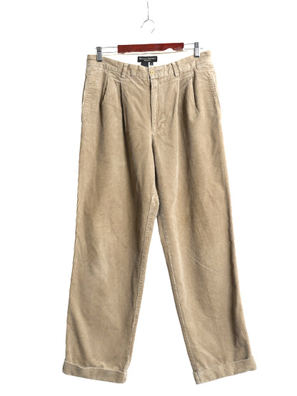 90s バナナリパブリック 太畝 コーデュロイ パンツ メンズ 実寸 32 30 オールド スラックス ストレート ツータック 裾ダブル 無地 ベージュ