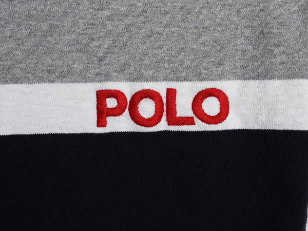 ポロ ラルフローレン ボーダー 長袖 ラガーシャツ メンズ XS ラグビー 長袖シャツ ポロシャツ カットソー ワッペン ワンポイント ボックス