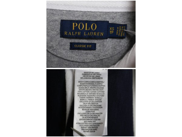 ポロ ラルフローレン ボーダー 長袖 ラガーシャツ メンズ XS ラグビー 長袖シャツ ポロシャツ カットソー ワッペン ワンポイント ボックス