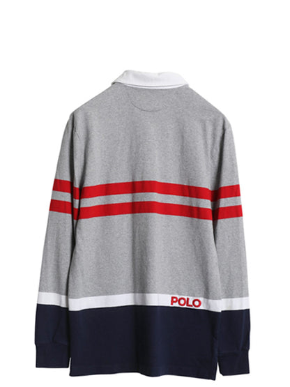 ポロ ラルフローレン ボーダー 長袖 ラガーシャツ メンズ XS ラグビー 長袖シャツ ポロシャツ カットソー ワッペン ワンポイント ボックス