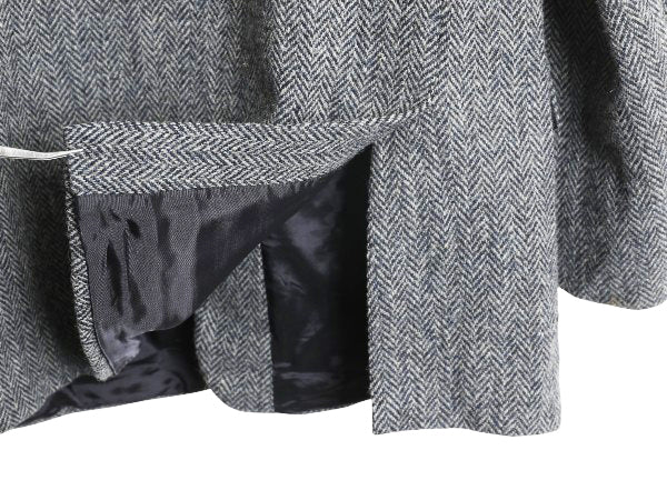 90s ハリスツイード テーラード ジャケット メンズ L 程/ オールド ウール ツイード ブレザー ヘリンボーン ストライプ トラッド シンプル
