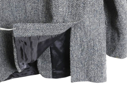 90s ハリスツイード テーラード ジャケット メンズ L 程/ オールド ウール ツイード ブレザー ヘリンボーン ストライプ トラッド シンプル