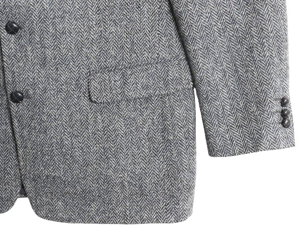 90s ハリスツイード テーラード ジャケット メンズ L 程/ オールド ウール ツイード ブレザー ヘリンボーン ストライプ トラッド シンプル