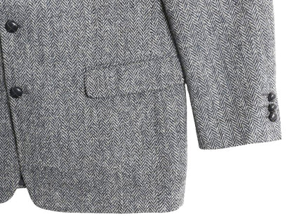 90s ハリスツイード テーラード ジャケット メンズ L 程/ オールド ウール ツイード ブレザー ヘリンボーン ストライプ トラッド シンプル