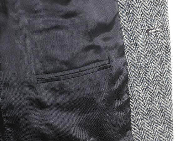 90s ハリスツイード テーラード ジャケット メンズ L 程/ オールド ウール ツイード ブレザー ヘリンボーン ストライプ トラッド シンプル