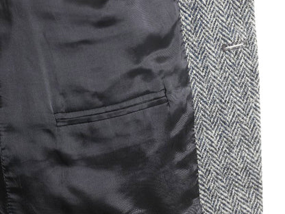 90s ハリスツイード テーラード ジャケット メンズ L 程/ オールド ウール ツイード ブレザー ヘリンボーン ストライプ トラッド シンプル