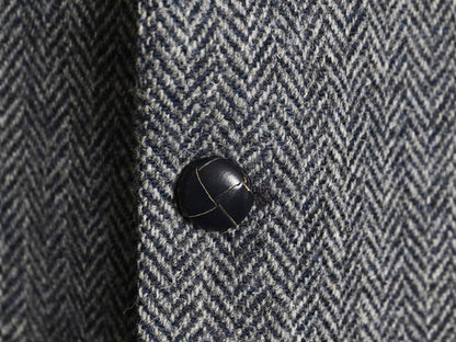 90s ハリスツイード テーラード ジャケット メンズ L 程/ オールド ウール ツイード ブレザー ヘリンボーン ストライプ トラッド シンプル