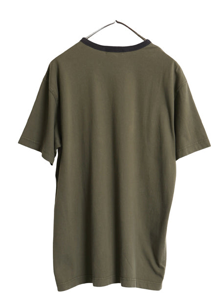 90s 00s ジェイクルー 半袖 Tシャツ メンズ M オールド 旧タグ ヘビーウェイト コットン ソリッド 無地 ツートン カーキ ネイビー リンガー