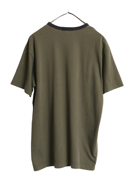 90s 00s ジェイクルー 半袖 Tシャツ メンズ M オールド 旧タグ ヘビーウェイト コットン ソリッド 無地 ツートン カーキ ネイビー リンガー