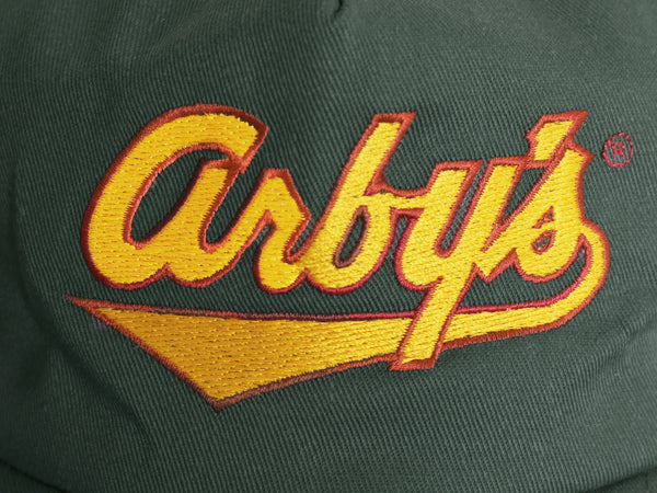 デッドストック 80s USA製 企業 ロゴ 刺繍 ベースボール キャップ フリーサイズ 帽子 ヴィンテージ アービーズ ハンバーガー トラッカー 緑