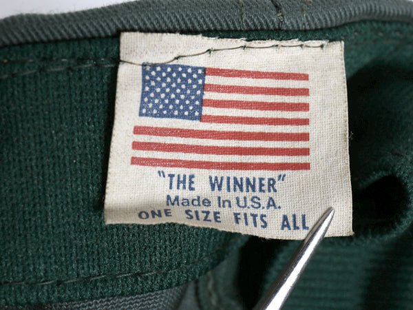 デッドストック 80s USA製 企業 ロゴ 刺繍 ベースボール キャップ フリーサイズ 帽子 ヴィンテージ アービーズ ハンバーガー トラッカー 緑