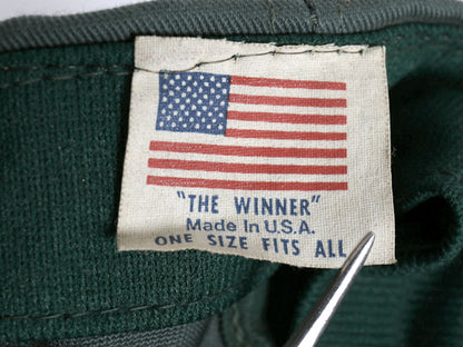 デッドストック 80s USA製 企業 ロゴ 刺繍 ベースボール キャップ フリーサイズ 帽子 ヴィンテージ アービーズ ハンバーガー トラッカー 緑