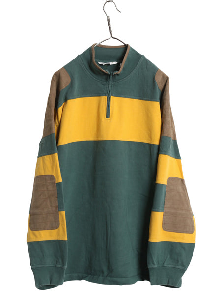 00s オービス ハーフジップ 長袖 Tシャツ メンズ XL オールド ボーダー ラガーシャツ 素材 ロンT ヘビーウェイト 大きいサイズ ハイネック
