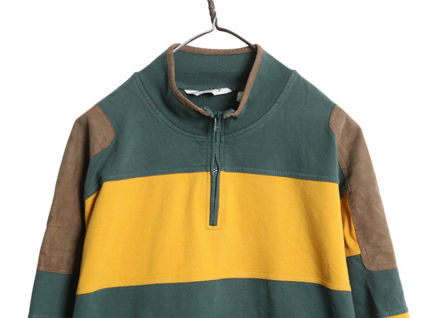 00s オービス ハーフジップ 長袖 Tシャツ メンズ XL オールド ボーダー ラガーシャツ 素材 ロンT ヘビーウェイト 大きいサイズ ハイネック