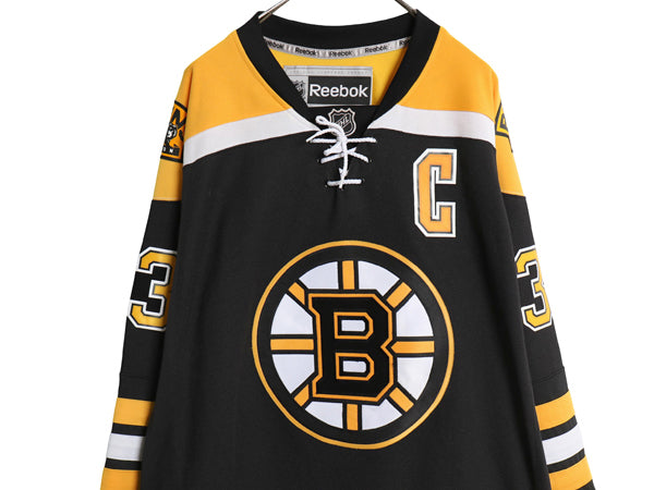 ブルーインズ メッシュ ホッケー ジャージ メンズ XL / NHL オフィシャル リーボック アイスホッケー ユニフォーム 大きいサイズ ブラック