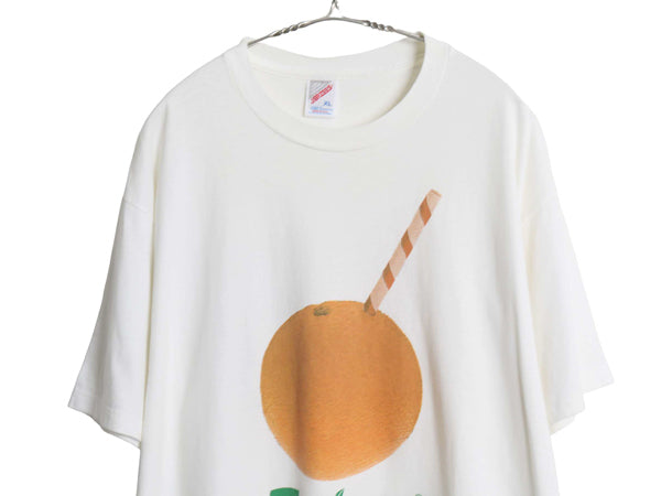 90s USA製 トロピカーナ 企業 イラスト プリント Tシャツ メンズ XL / オールド 当時物 両面 シングルステッチ 大きいサイズ オレンジ 白
