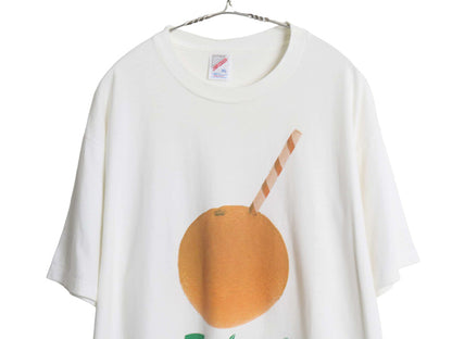 90s USA製 トロピカーナ 企業 イラスト プリント Tシャツ メンズ XL / オールド 当時物 両面 シングルステッチ 大きいサイズ オレンジ 白