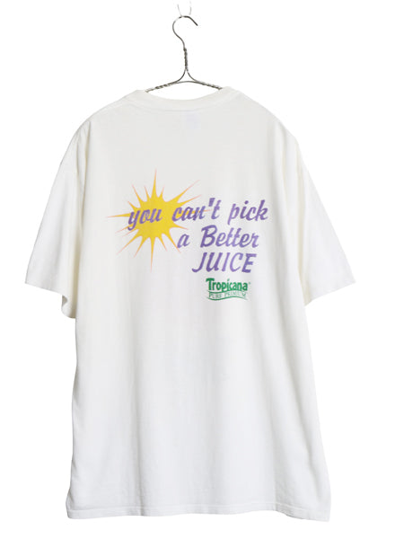 90s USA製 トロピカーナ 企業 イラスト プリント Tシャツ メンズ XL / オールド 当時物 両面 シングルステッチ 大きいサイズ オレンジ 白