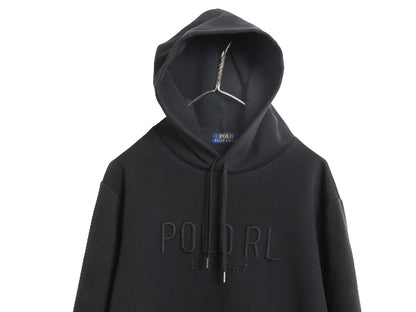 ポロ ラルフローレン ロゴ 刺繍 フード パーカー メンズ L / プルオーバー ストレッチ スムース ジャージ 素材 スウェット トレーナー 黒