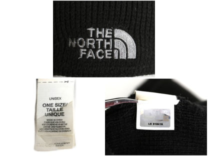 US企画 ノースフェイス アクリル ニット キャップ フリーサイズ 古着 帽子 アウトドア ビーニー ワッチ ニット帽 フリース ライナー付き 黒