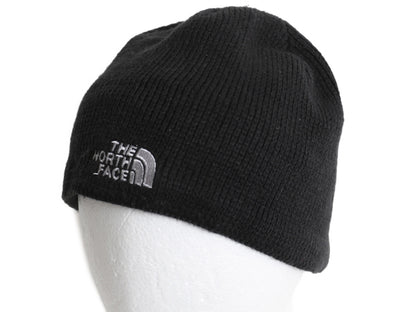US企画 ノースフェイス アクリル ニット キャップ フリーサイズ 古着 帽子 アウトドア ビーニー ワッチ ニット帽 フリース ライナー付き 黒