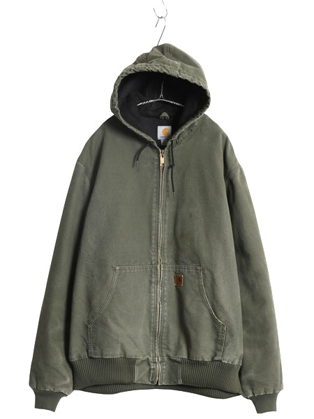 US企画 カーハート アクティブ ジャケット メンズ XL / ワーク ダック フード パーカー 中綿 キルティング ライナー ブルゾン 大きいサイズ