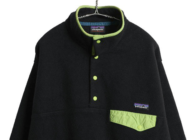 パタゴニア ライトウェイト シンチラ スナップT メンズ L / 15年製 アウトドア フリース プルオーバー ジャケット ハイネック ブルゾン 黒