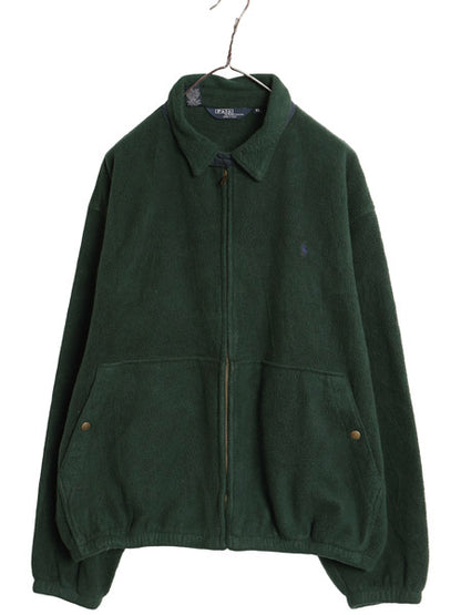90s USA製 ポロ ラルフローレン フリース スイングトップ ジャケット メンズ XL オールド フルジップ ジャンパー ブルゾン 大きいサイズ 緑