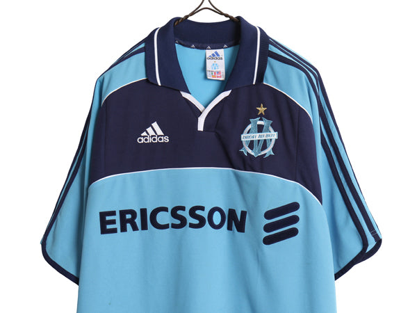 00s ☆ アディダス オリンピック マルセイユ サッカー ユニフォーム メンズ M / 00 01 当時物 オールド フランス リーグ1 アウェイ 襟付き