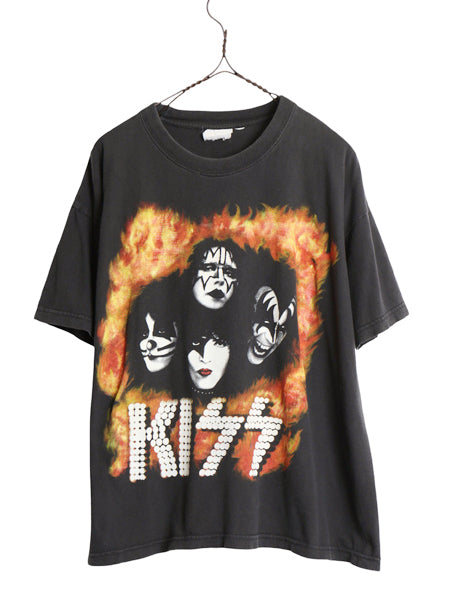 00s ★ キッス イラスト プリント Tシャツ メンズ M 程 / 古着 オールド 半袖Tシャツ バンド ロック メタル グラフィック カットソー 黒