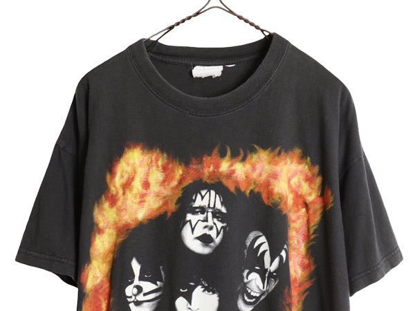 00s ★ キッス イラスト プリント Tシャツ メンズ M 程 / 古着 オールド 半袖Tシャツ バンド ロック メタル グラフィック カットソー 黒