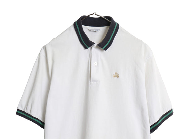 80s USA製 ブルックスブラザーズ 鹿の子 半袖 ポロシャツ メンズ XL / 古着 ヴィンテージ 半袖シャツ コットン カットソー 大きいサイズ 白