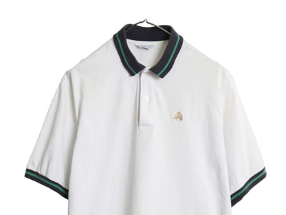 80s USA製 ブルックスブラザーズ 鹿の子 半袖 ポロシャツ メンズ XL / 古着 ヴィンテージ 半袖シャツ コットン カットソー 大きいサイズ 白
