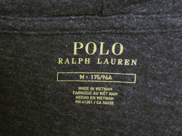 ポロ ラルフローレン フード付き 長袖 Tシャツ メンズ Ｍ / コットン ロンT フード パーカー プルオーバー ワンポイント ポニー 無地 濃灰