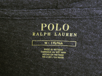 ポロ ラルフローレン フード付き 長袖 Tシャツ メンズ Ｍ / コットン ロンT フード パーカー プルオーバー ワンポイント ポニー 無地 濃灰