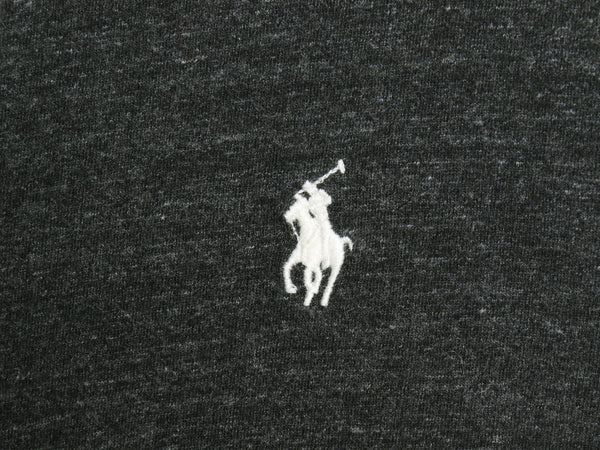 ポロ ラルフローレン フード付き 長袖 Tシャツ メンズ Ｍ / コットン ロンT フード パーカー プルオーバー ワンポイント ポニー 無地 濃灰