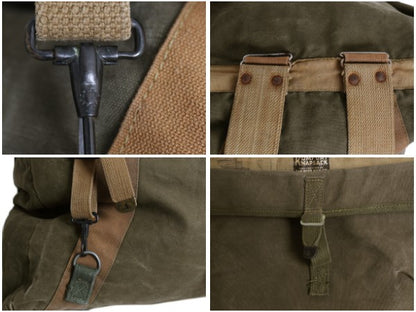 50s USA製 ★ コットン キャンバス バックパック / ヴィンテージ アウトドア キャンプ 鞄 デイパック リュックサック ナップサック カーキ