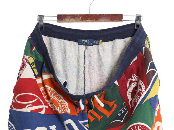 ポロ ラルフローレン スウェット ショートパンツ メンズ XXL 裏起毛 カレッジ ペナントマスコット タイガー ショーツ 短パン 大きいサイズ
