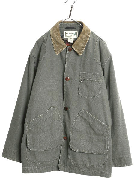 00s エルエルビーン ダック ハンティング ジャケット メンズ L / オールド カバーオール フィールド ハーフ コート チェック ライナー付き