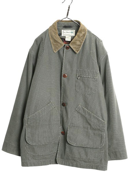 00s エルエルビーン ダック ハンティング ジャケット メンズ L / オールド カバーオール フィールド ハーフ コート チェック ライナー付き