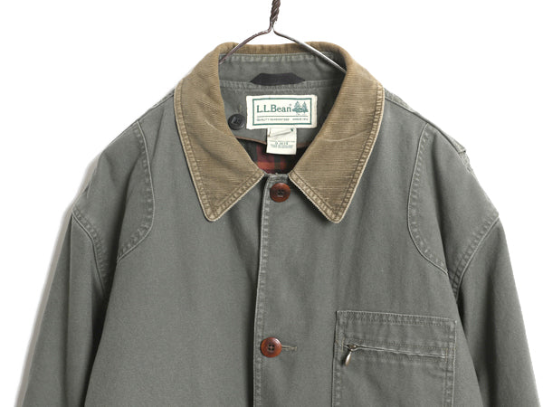 00s エルエルビーン ダック ハンティング ジャケット メンズ L / オールド カバーオール フィールド ハーフ コート チェック ライナー付き